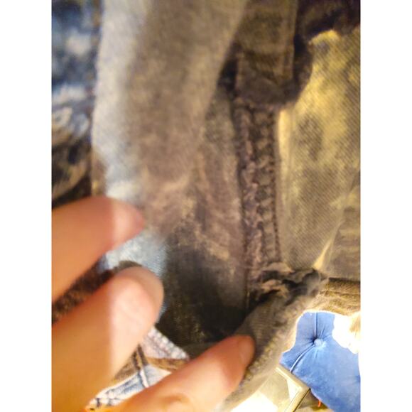 Y2K LEI Stone Acid washed denim jacket Hooded XXL button distress Thrashed Rock - Picture 8 of 11